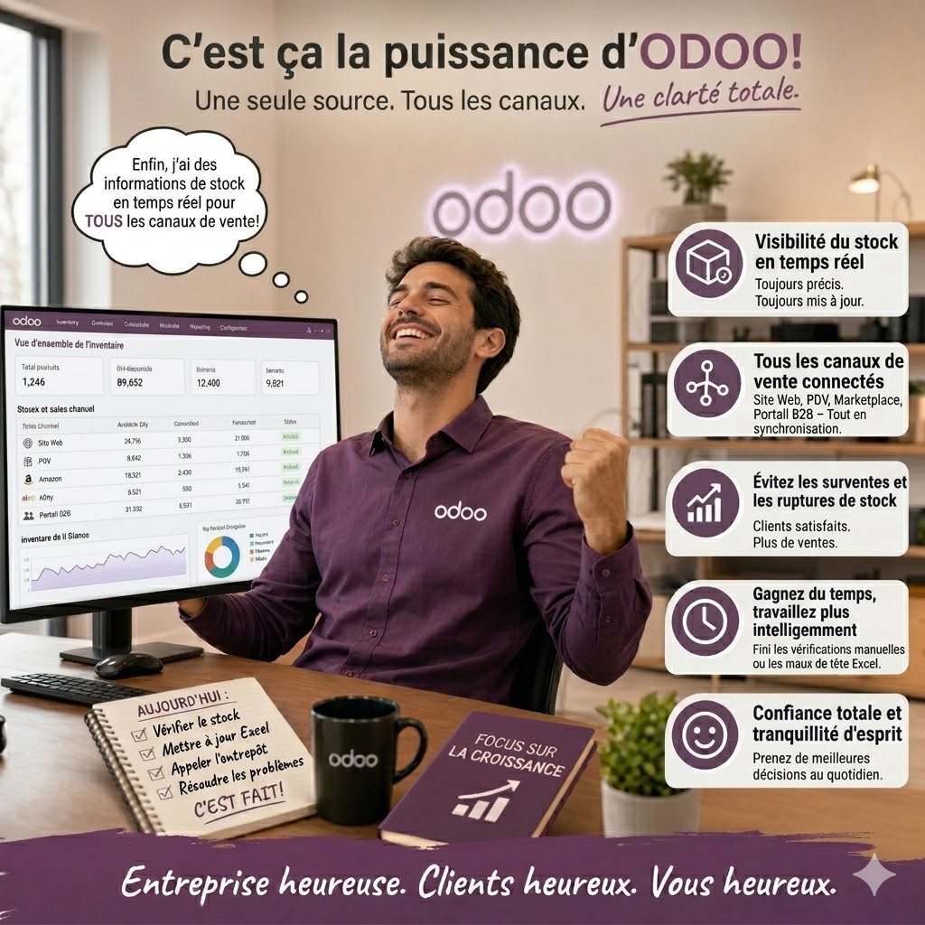 Odoo connecte le stock les ventes le POS et les canaux digitaux